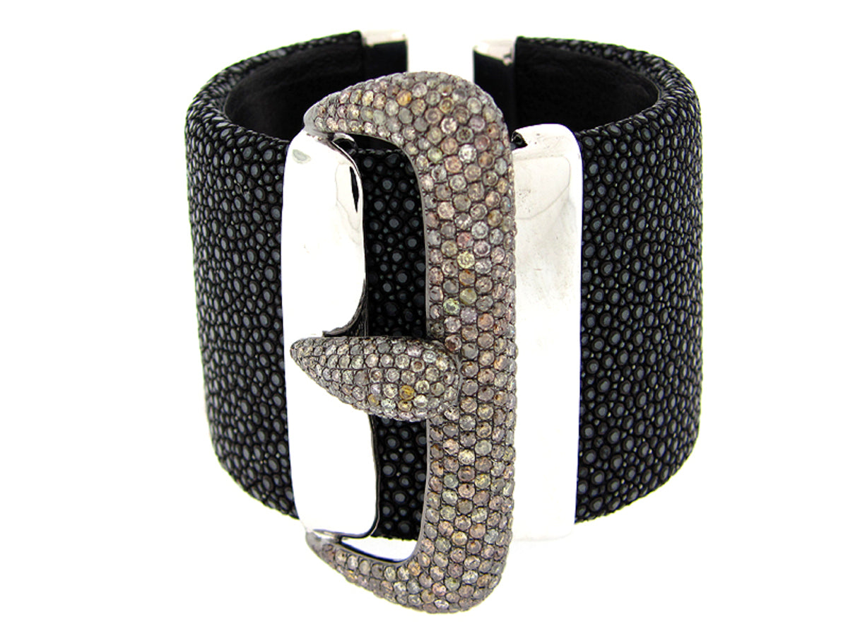 Brown Diamond Bangle, Silver (N)