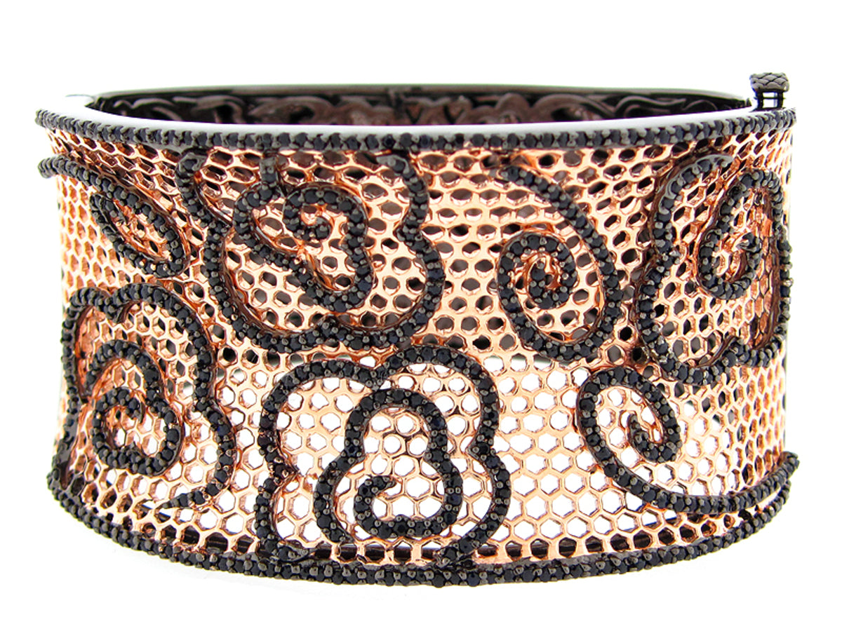 SAPPHIRE BANGLE, ROSE & BLACK FINISH, SILVER (H)