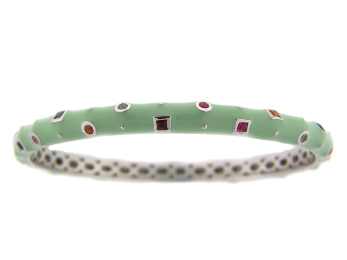 RAINBOW SAPPHIRE/GREEN ENAMEL BANGLE
