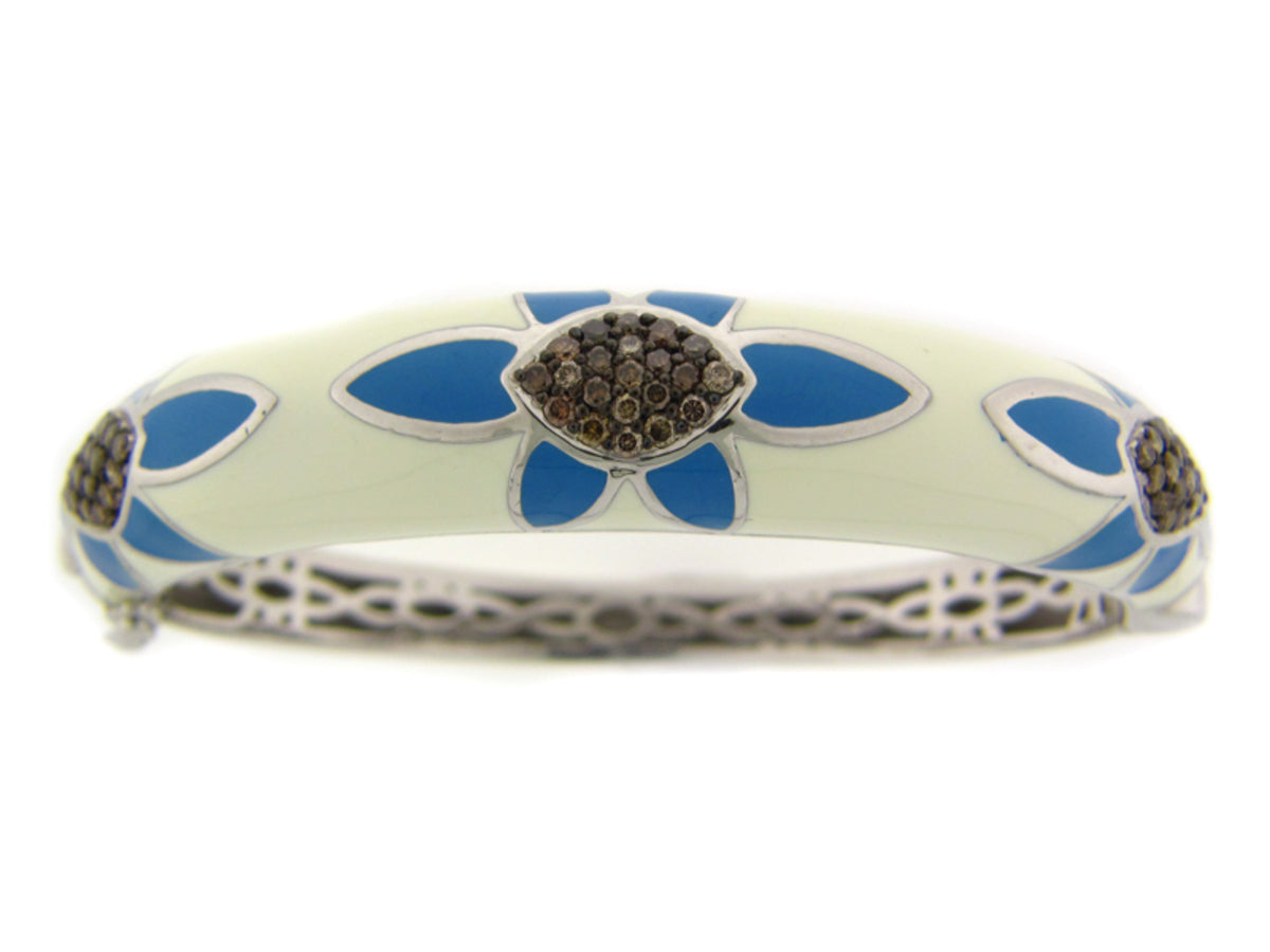 BROWN DIAMOND/CREAM & BLUE ENAMEL BANGLE