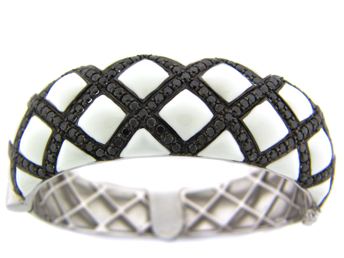 BLACK DIAMOND/WHITE ENAMEL BANGLE