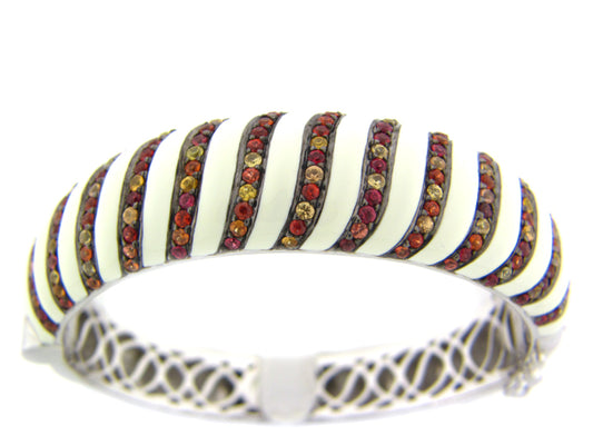 ORANGE SAPPHIRE/CREAM ENAMEL BANGLE