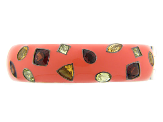 CITRINE/GARNET/LQ/ORANGE ENAMEL BANGLE