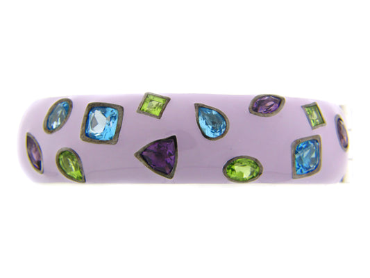 AMETHYST/BLUE TOPAZ/PERIDOT/PURPLE ENAMEL BANGLE
