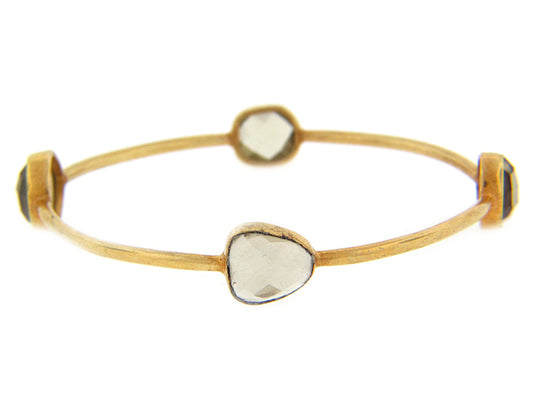LEMON QUARTZ BANGLE, SILVER-YELLOW GOLD PLATE (E)