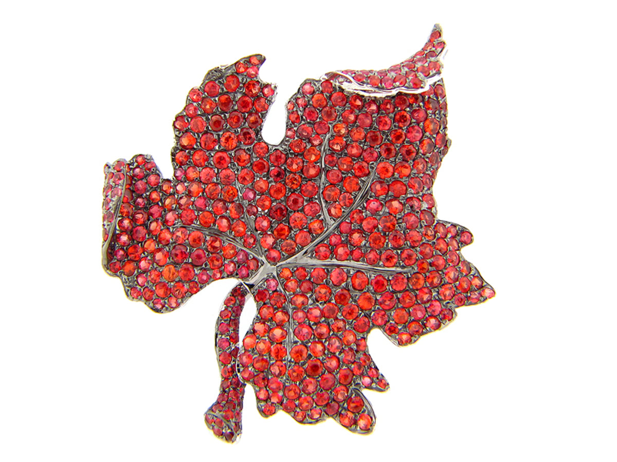 ORANGE SAPPHIRE BROoCH/ PENDANT, SILVER (H/U)