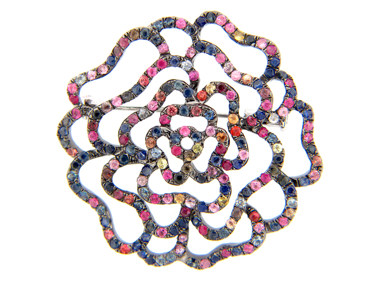 RAINBOW SAPPHIRE BROACH, SILVER (E/U)