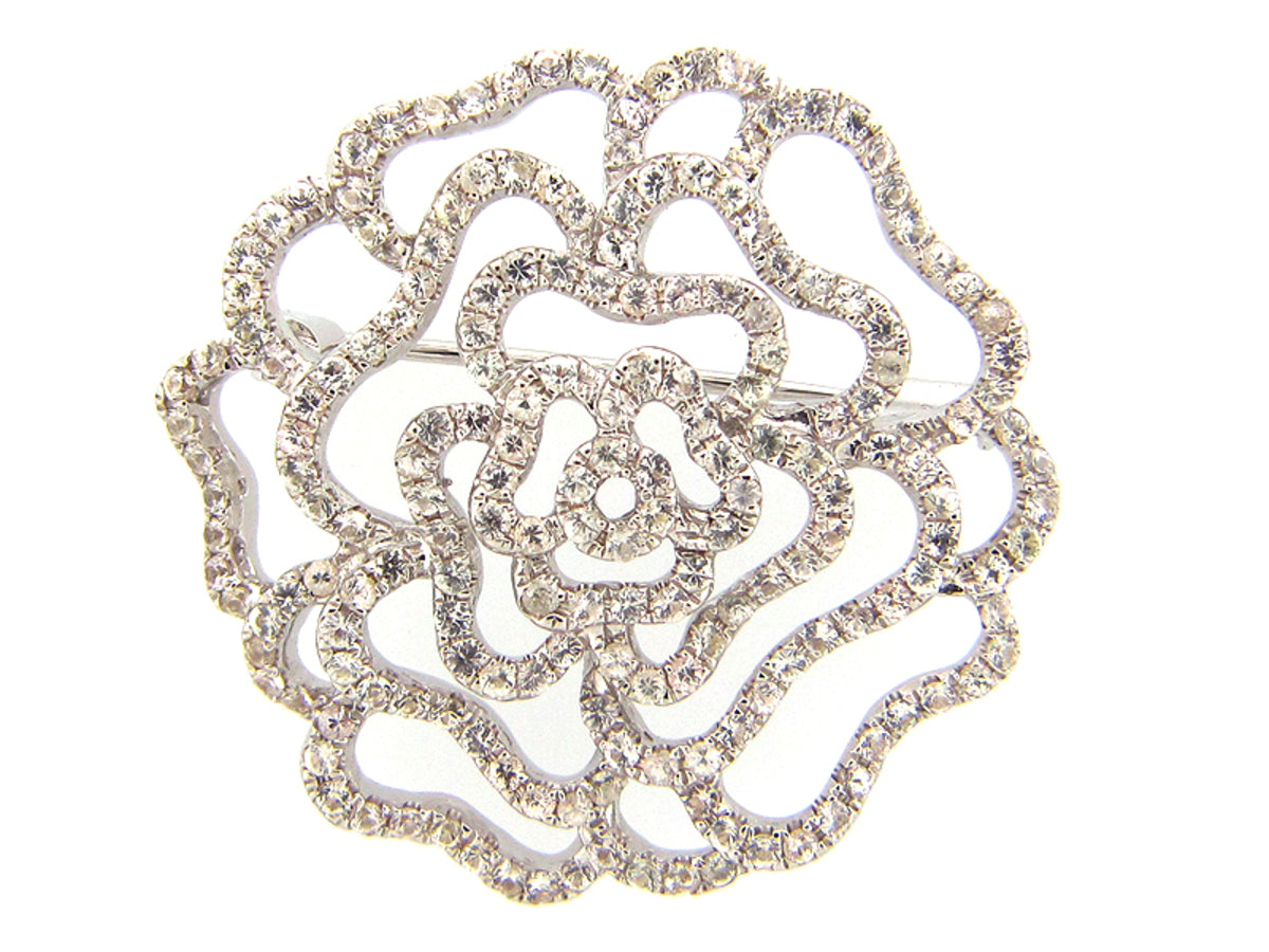 WHITE SAPPHIRE BROACH, SILVER (E)