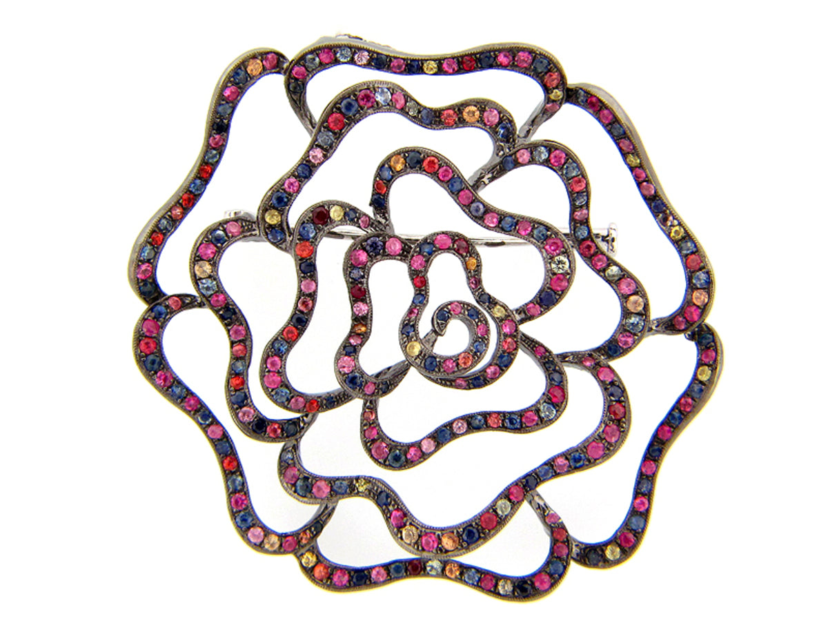 RAINBOW SAPPHIRE BROACH, SILVER (E/U)