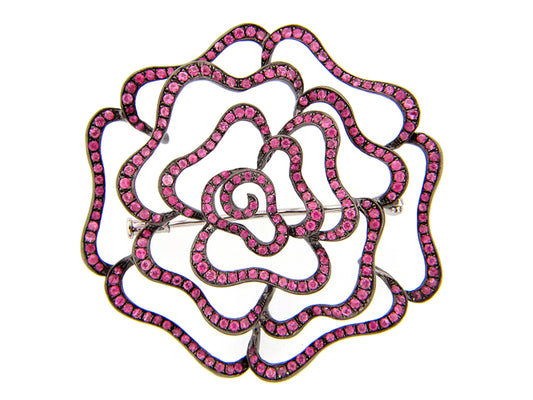 PINK SAPPHIRE BROACH, SILVER (E)