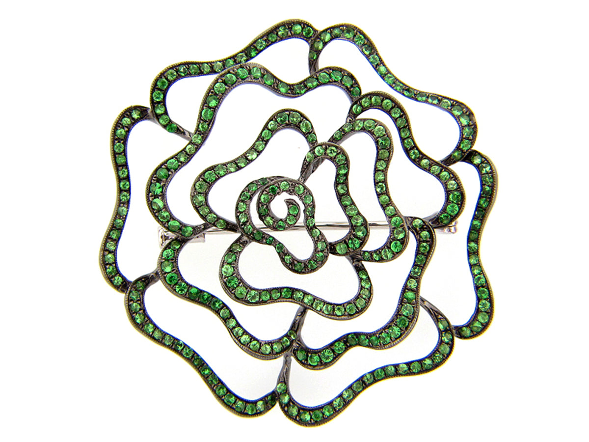 TSAVORITE BROACH, SILVER (N)