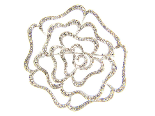 WHITE SAPPHIRE BROACH, SILVER (E)