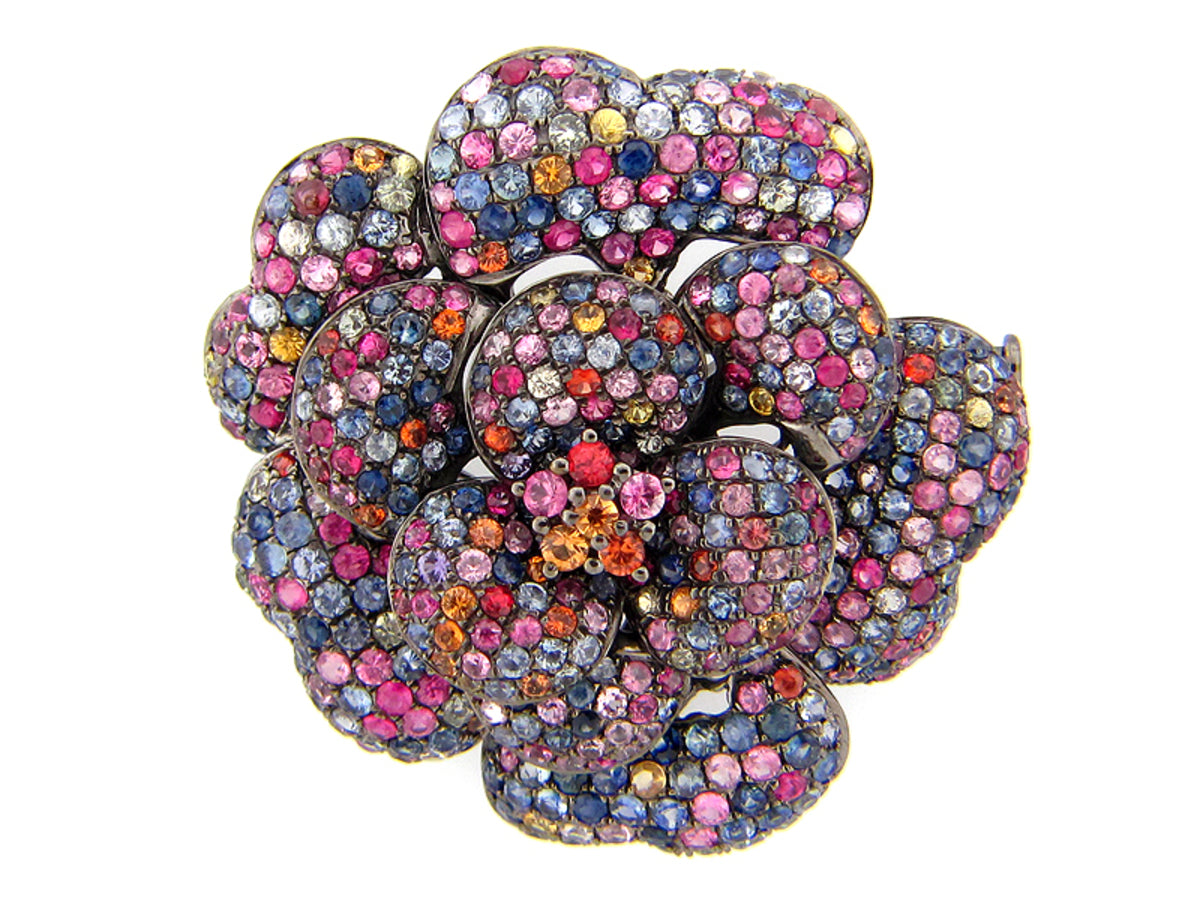 RAINBOW SAPPHIRE BROACH, SILVER (E/U)