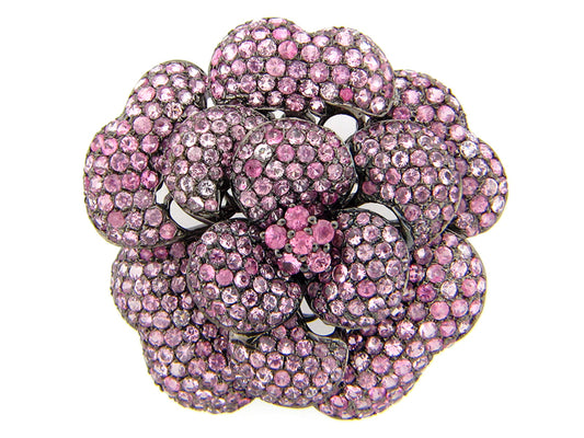 PINK SAPPHIRE BROACH, SILVER (E)