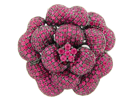 RUBY BROACH, BLACK FINISH, SILVER (H)