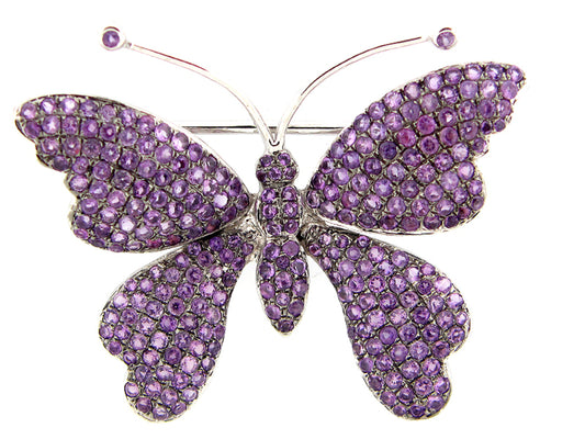 AMETHYST BROOCH, SILVER (H)