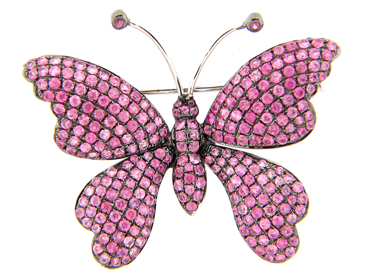 PINK SAPPHIRE BROOCH, SILVER (E)