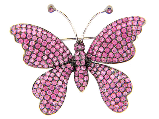 PINK SAPPHIRE BROOCH, SILVER (E)