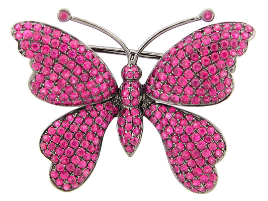 RUBY BROOCH, BLACK FINISH, SILVER (H)