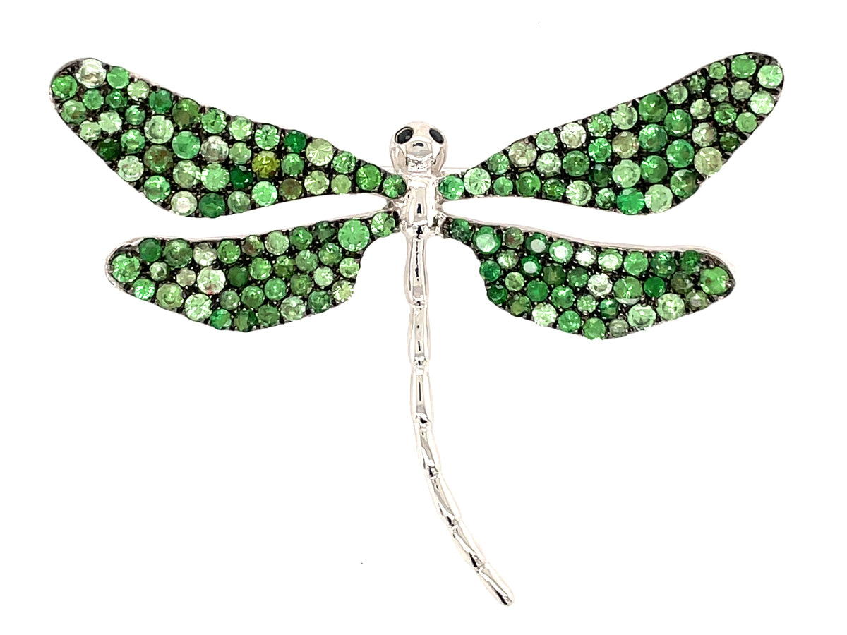 MIX SHADING TSAVORITE DRAGONFLY BROOCH