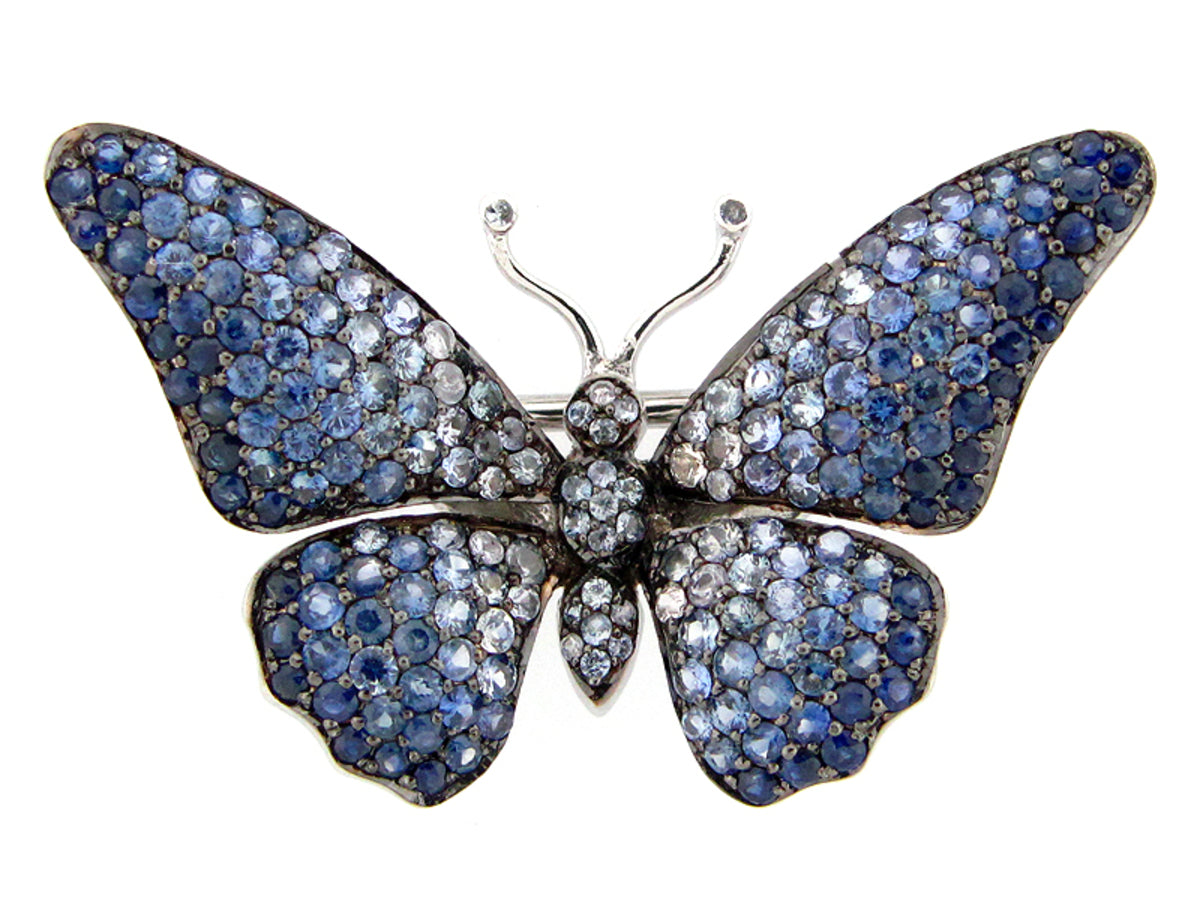 SAPPHIRE BUTTERFLY BROOCH, SILVER (H)