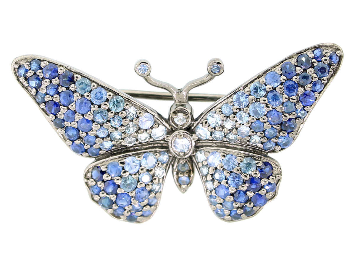 SAPPHIRE BROACH, BLACK FINISH, SILVER (H)