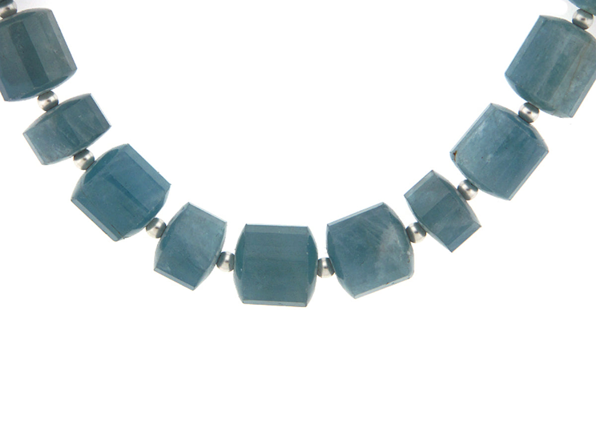 AQUAMARINE NECKLACE, SILVER (H)