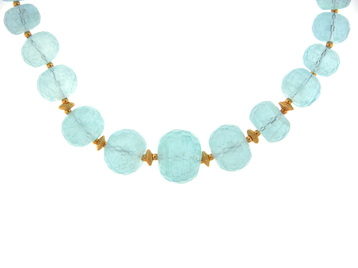 AQUAMARINE NECKLACE, SILVER (H)