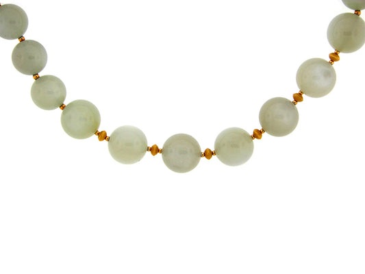 GREY MOONSTONE BEAD NECKLACE, SILVER (N)