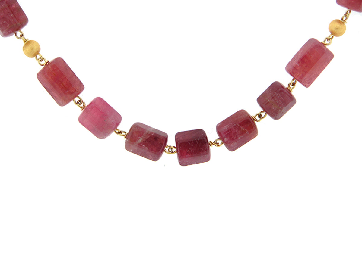 PINK TOURMALINE NECKLACE, SILVER (H)