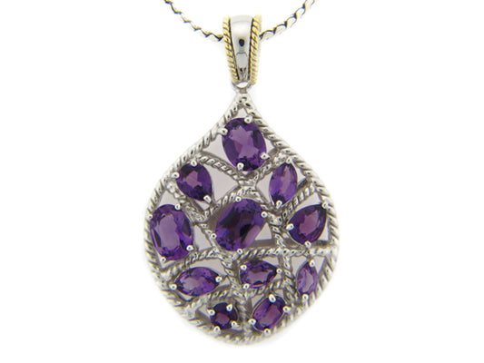 AMETHYST PENDANT, SILVER/18K (E)