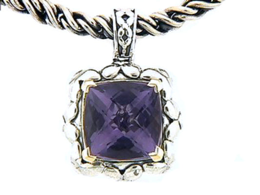 AMETHYST PENDANT, SILVER/18K (E)