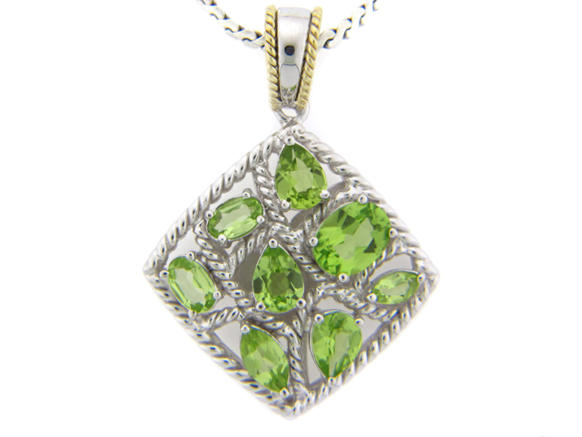 PERIDOT PENDANT, SILVER/18K (N)