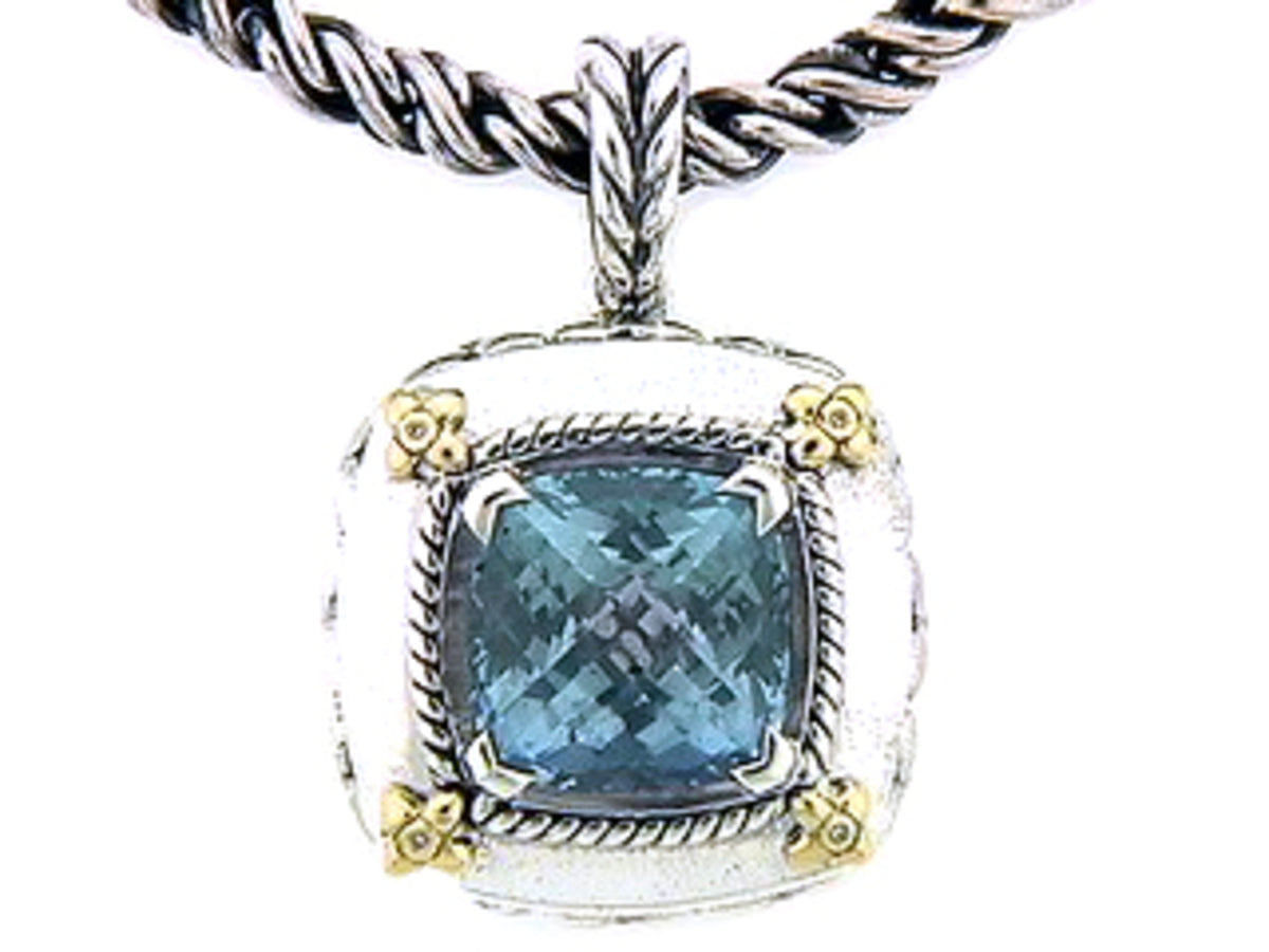 BLUE TOPAZ & DIAMOND PENDANT