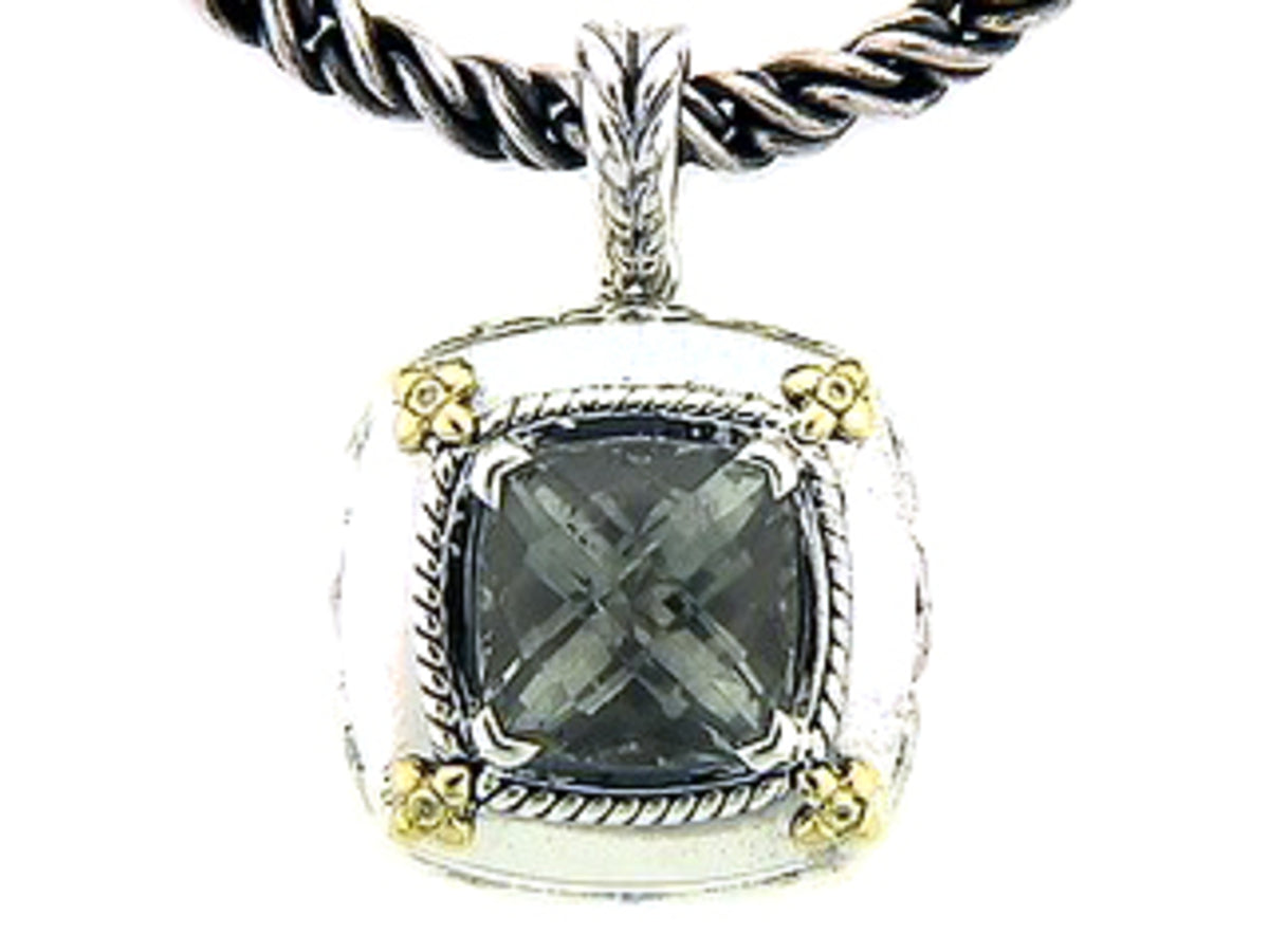 GREEN AMETHYST & DIAMOND PENDANT