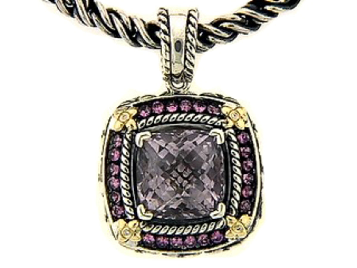 PINK AMETHYST, PINK SAPPHIRE & DIAMOND PENDANT
