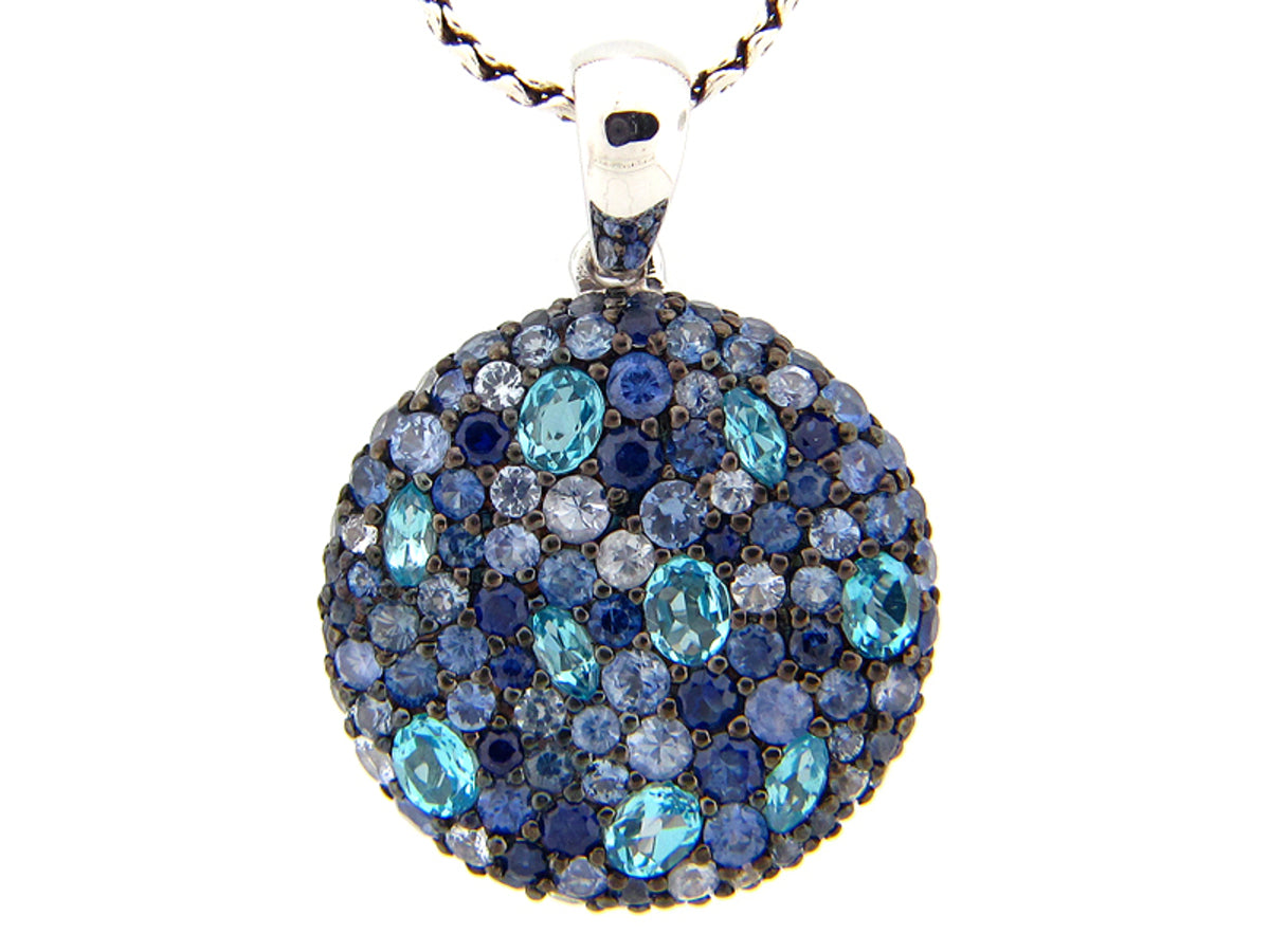 SAPPHIRE/BLUE TOPAZ PENDANT, SILVER (E/R)