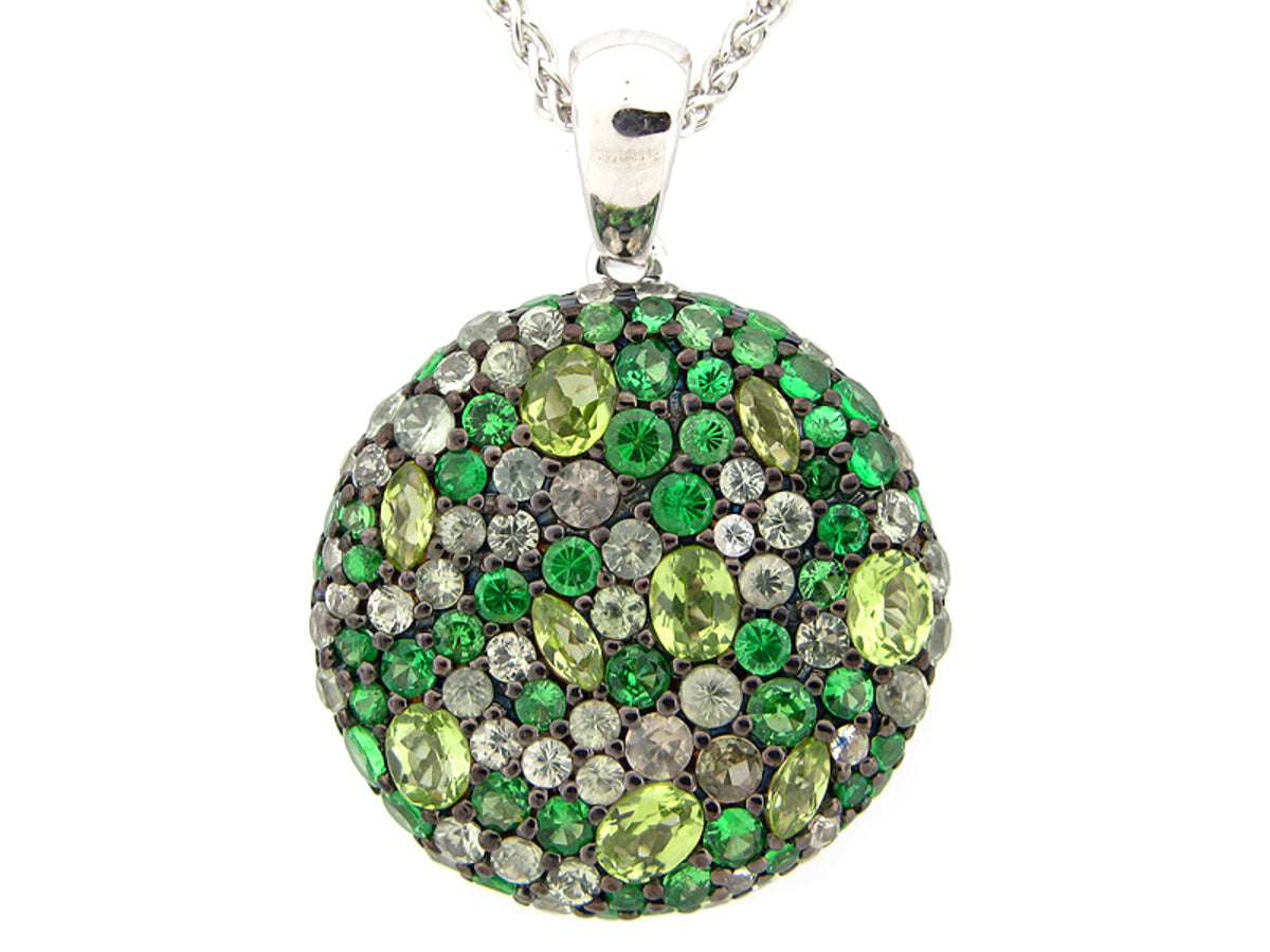 TSAVORITE/ FANCY SAPPHIRE/PERIDOT PENDANT, SILVER (N/E)