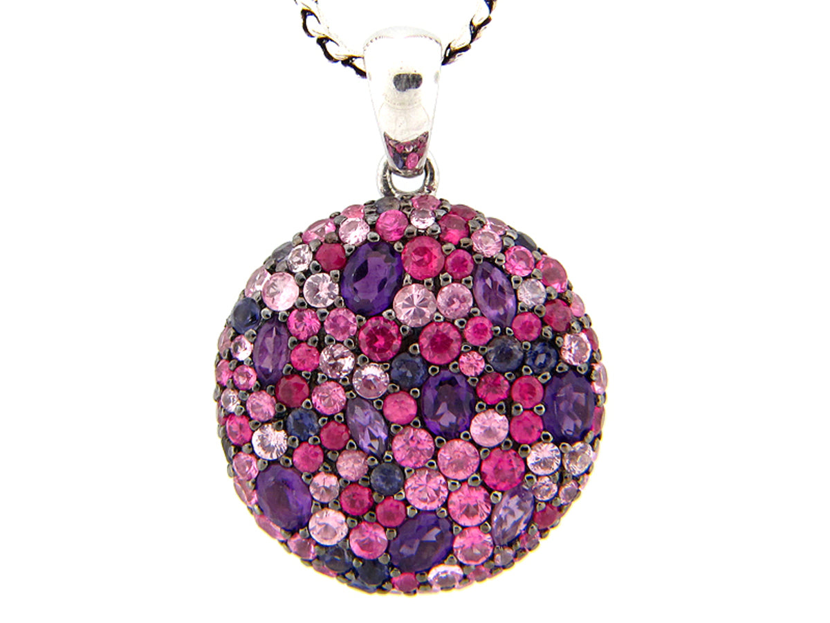 FANCY SAPPHIRE/IOLITE/AMETHYST PENDANT, SILVER (E)