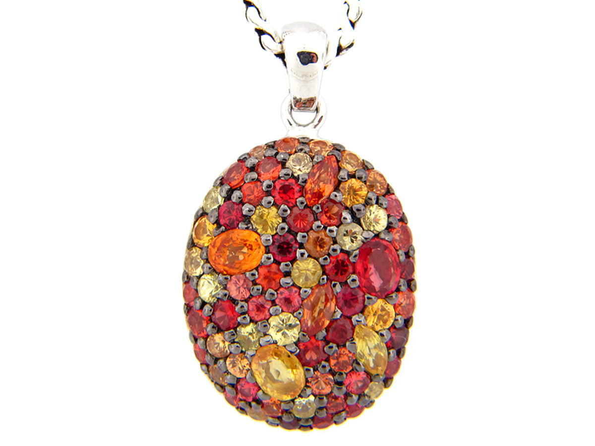 ORANGE SAPPHIRE PENDANT, SILVER (E/U)