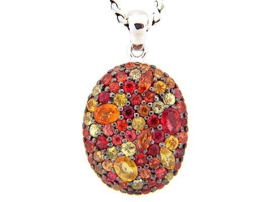 ORANGE SAPPHIRE PENDANT, SILVER (E/U)