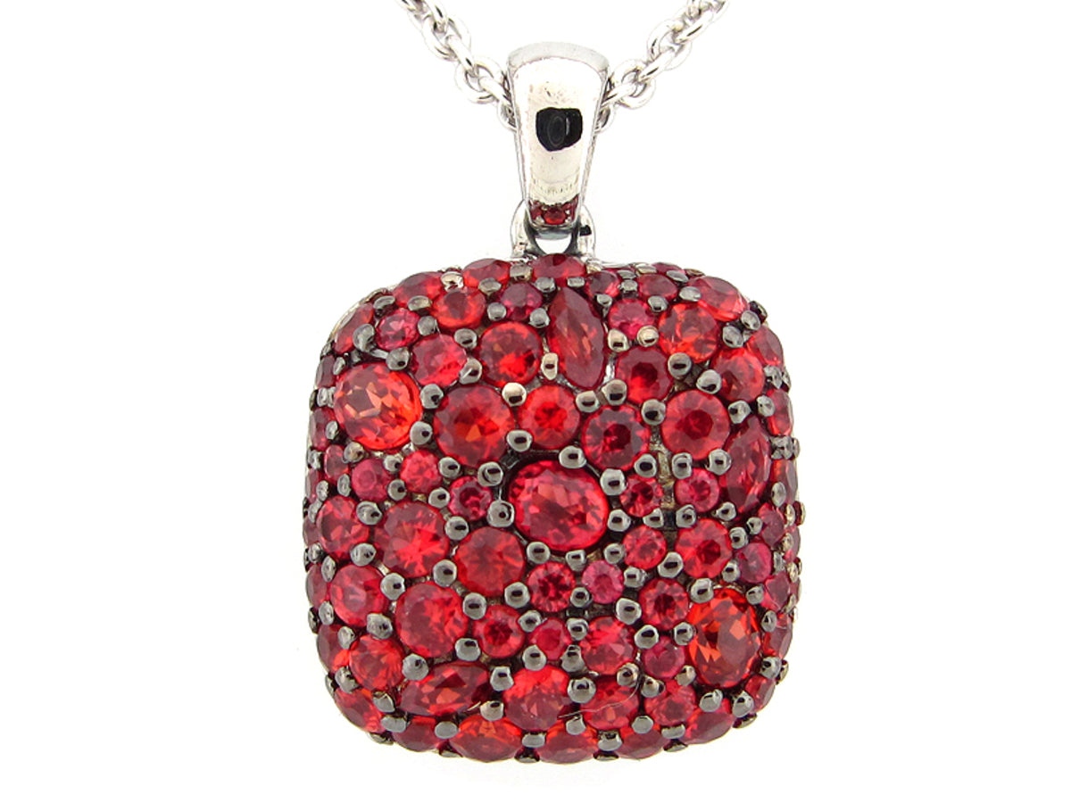 ORANGE SAPPHIRE PENDANT, SILVER (H/U)