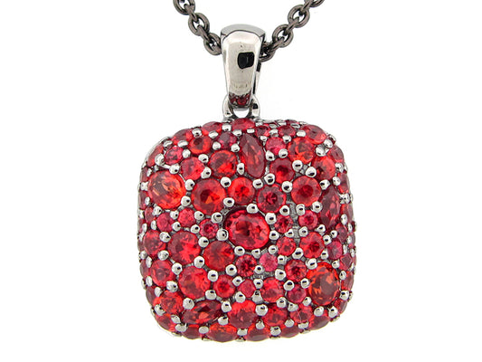 ORANGE SAPPHIRE PENDANT, BLACK FINISH, SILVER (H/U)