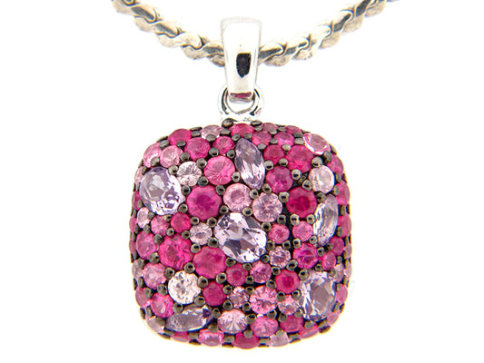 PINK SAPPHIRE & AMETHYST PENDANT, SILVER (E)