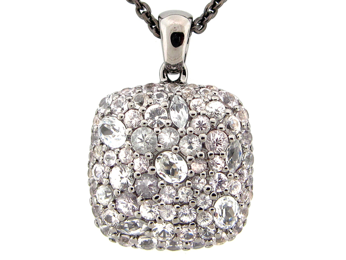 WHITE SAPPHIRE PENDANT, BLACK FINISH, SILVER (H)