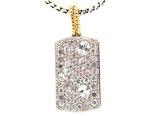 WHITE SAPPHIRE PENDANT, SILVER/18K (E)