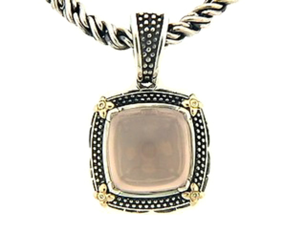 ROSE QUARTZ & DIAMOND PENDANT