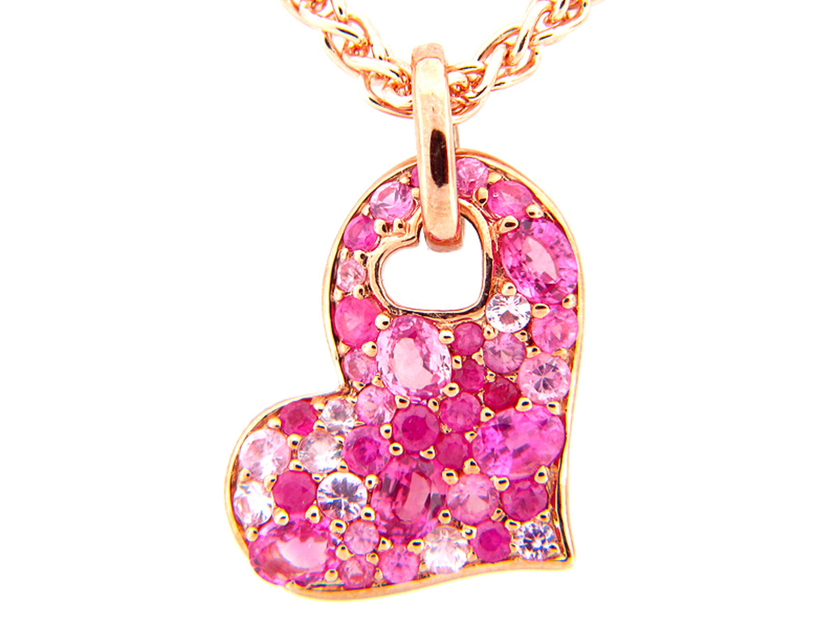 PINK SAPPHIRE PENDANT, ROSE FINISH, SILVER (E)