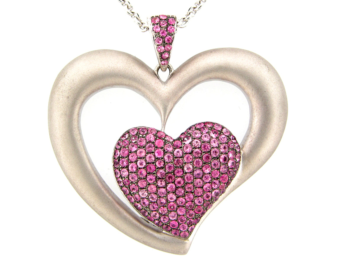 PINK SAPPHIRE PENDANT, SILVER (E)