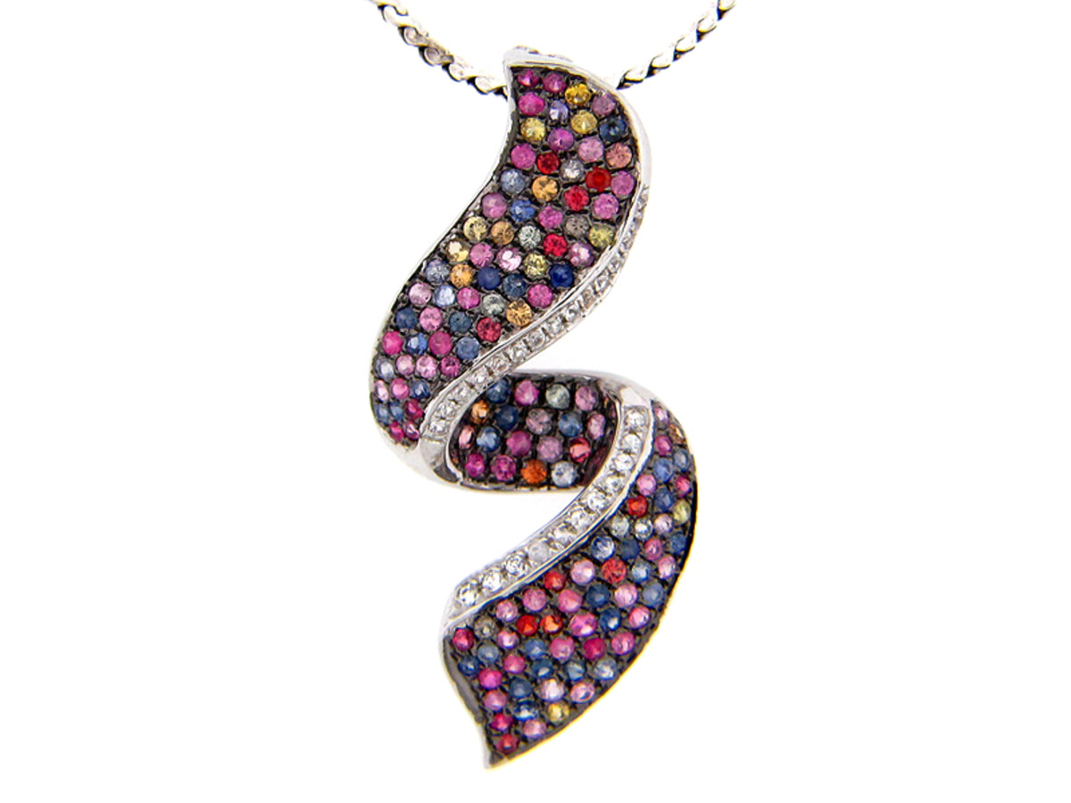 RAINBOW SAPPHIRE PENDANT, SILVER (E/U)